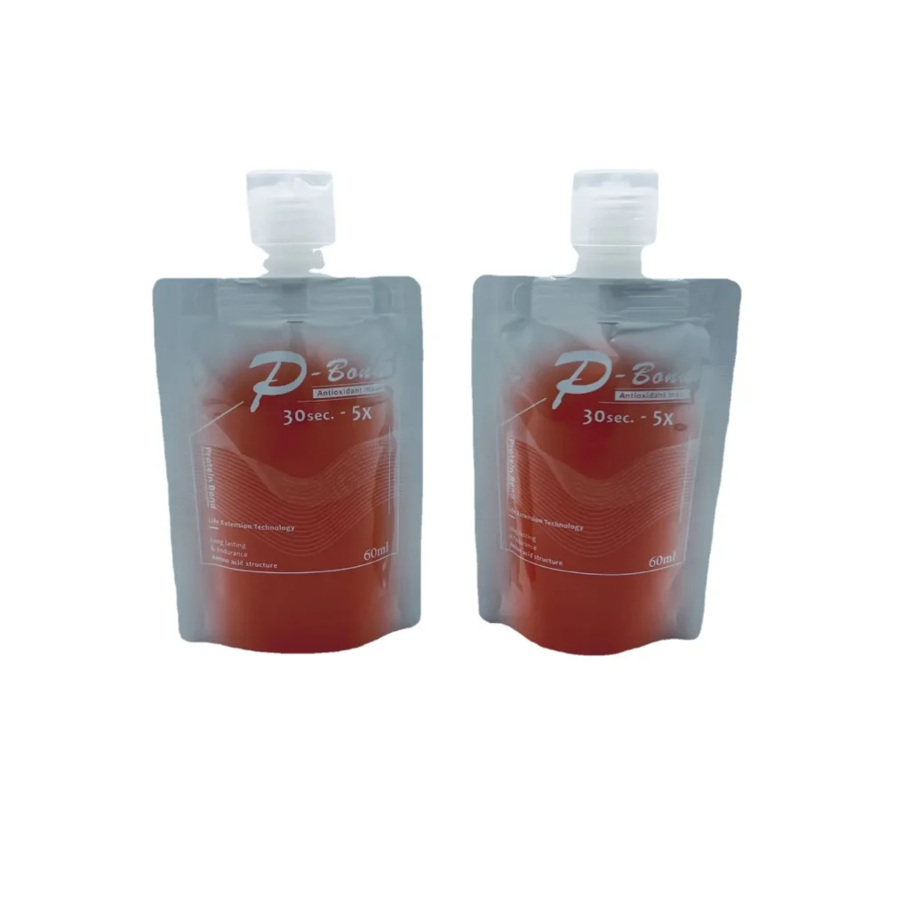 Spout pouch shampoo bottle filled by a piston liquid filler