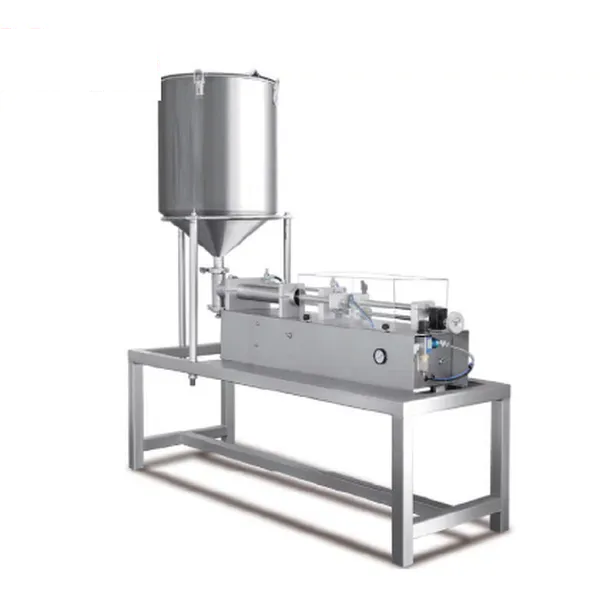 Piston liquid filling machine with no-drip nozzle for liquids and semi-liquids