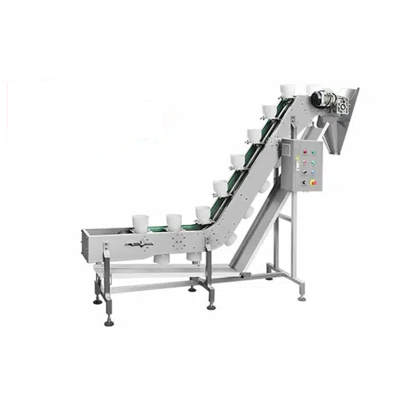 Z-type bowl elevator with food-grade PP bowls for gentle product handling